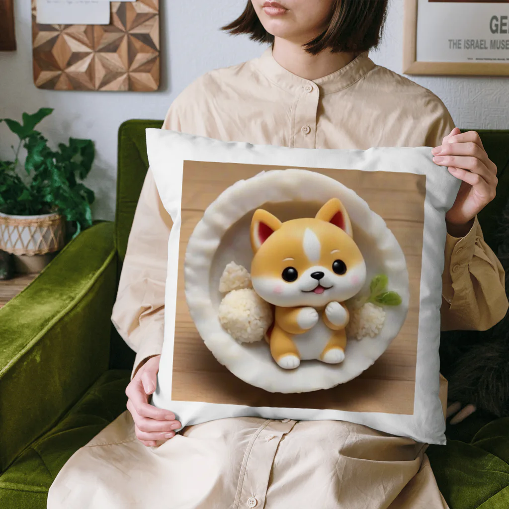 dcgnori／ワンコ画像のおむすび三角顔のしばちゃんワンプレート Cushion