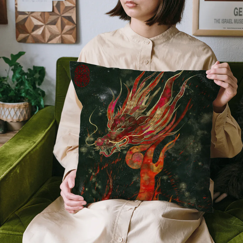 REISEI麗清-ARTの書画家：麗清REISEI「炎龍 FIRE DRAGON」2 Cushion