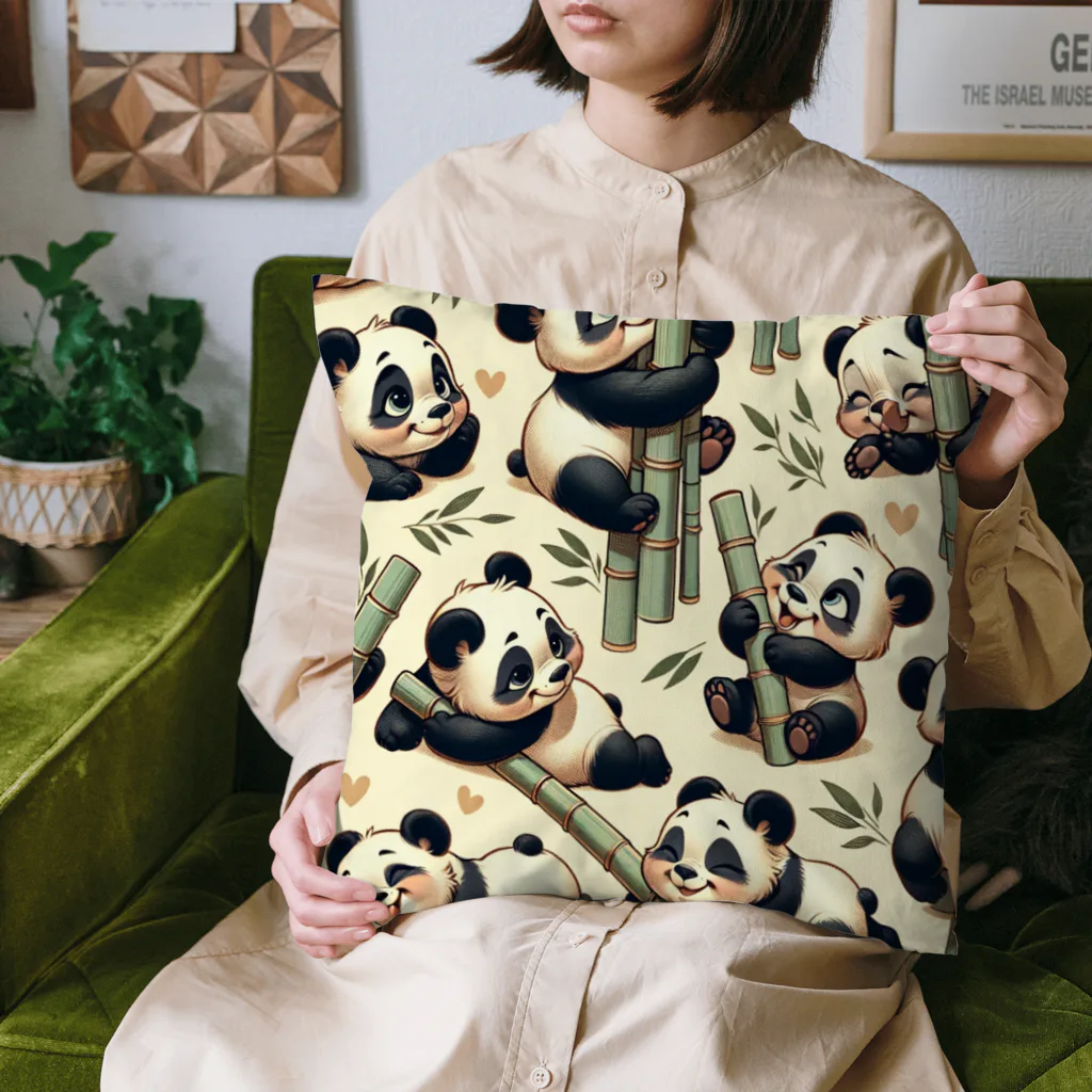 SAI.AI【ビンテージアニマル】のpandas【ビンテージアニマル】 Cushion