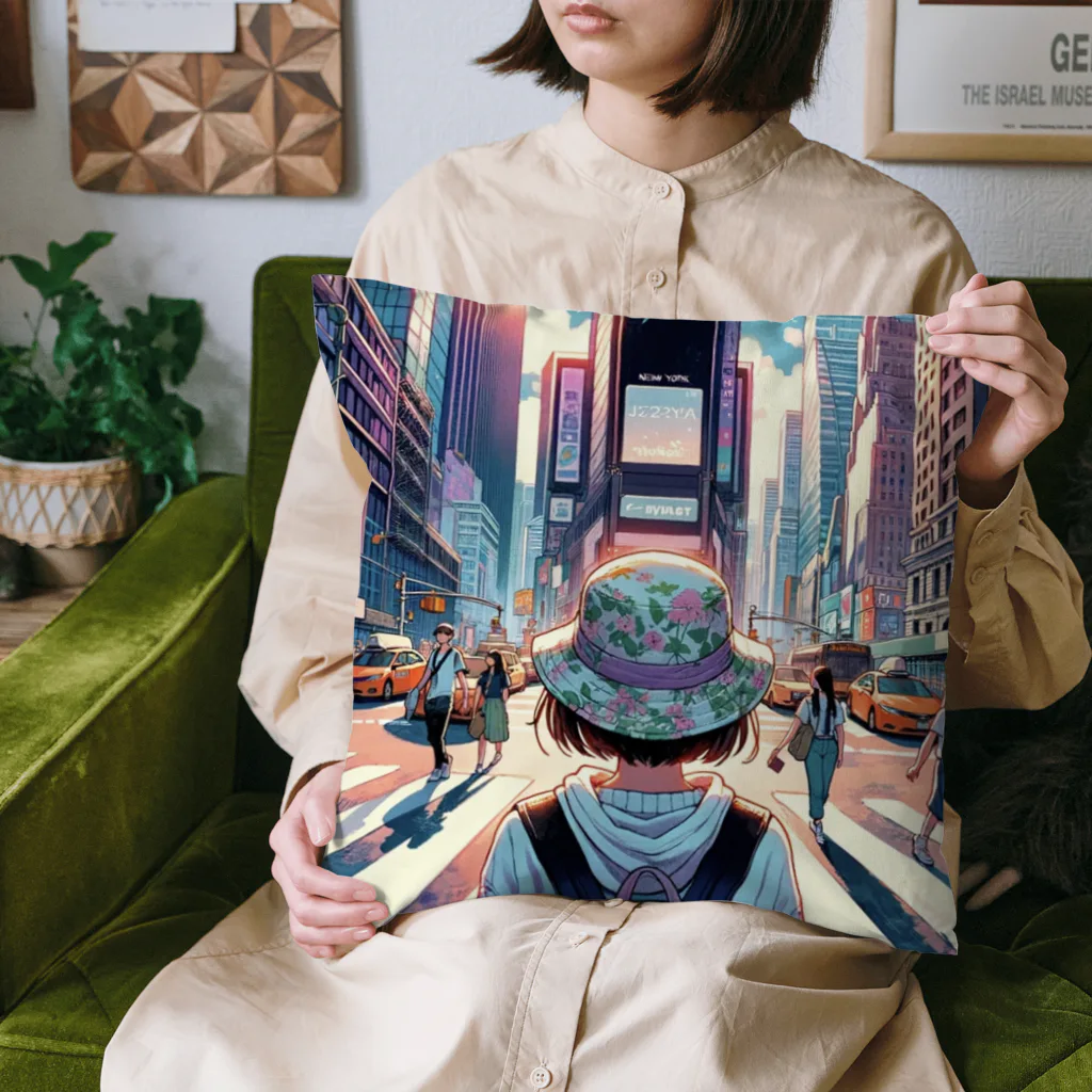 Artful Whiskersの一人旅の少女 Cushion