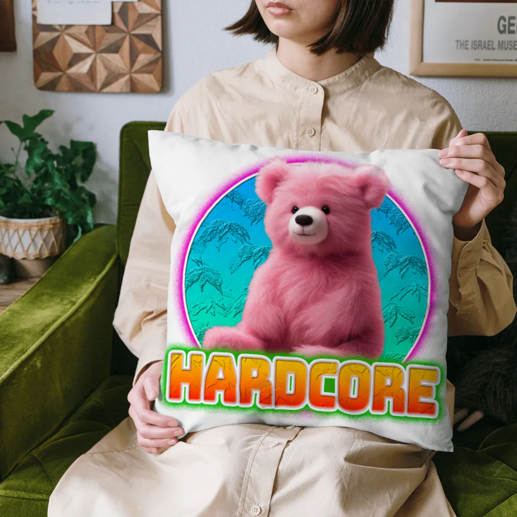 てくのちゃんのHARDCOREピンクのクマちゃん Cushion