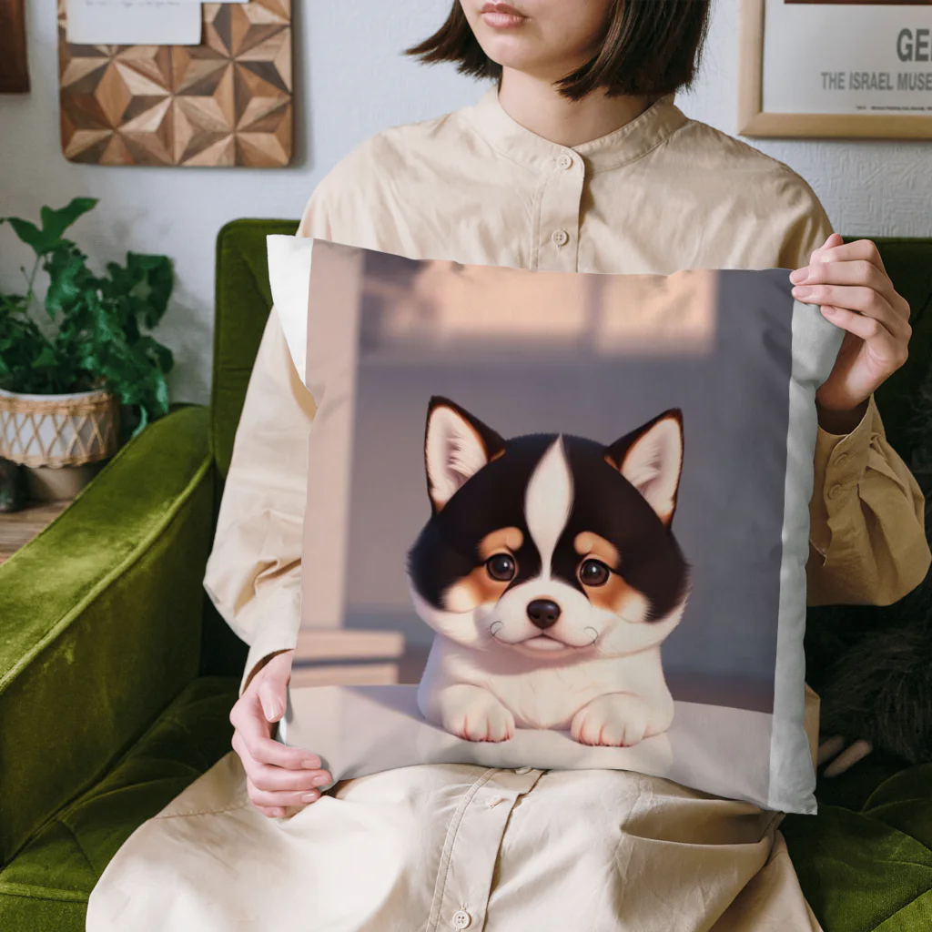 かわいい女の子とシュールな絵の子猫なしばちゃん Cushion