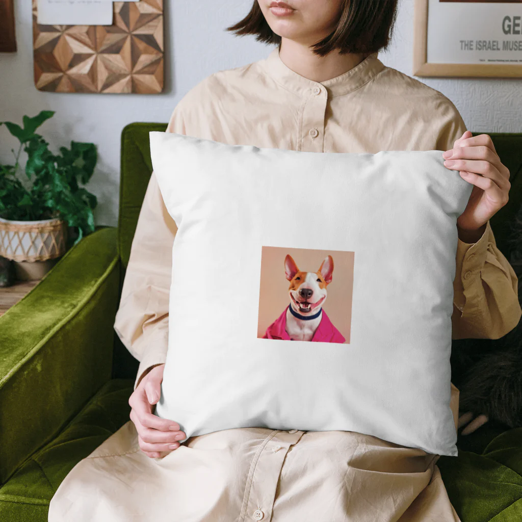 HAPPY_POPのスマイル ブルテリア Cushion