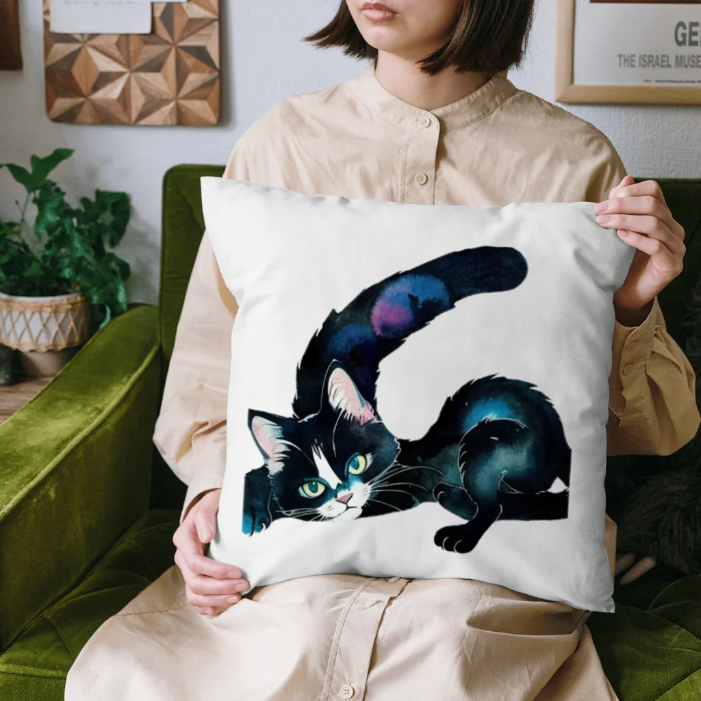 幸運のしっぽの黒猫と魔法の尻尾 Cushion