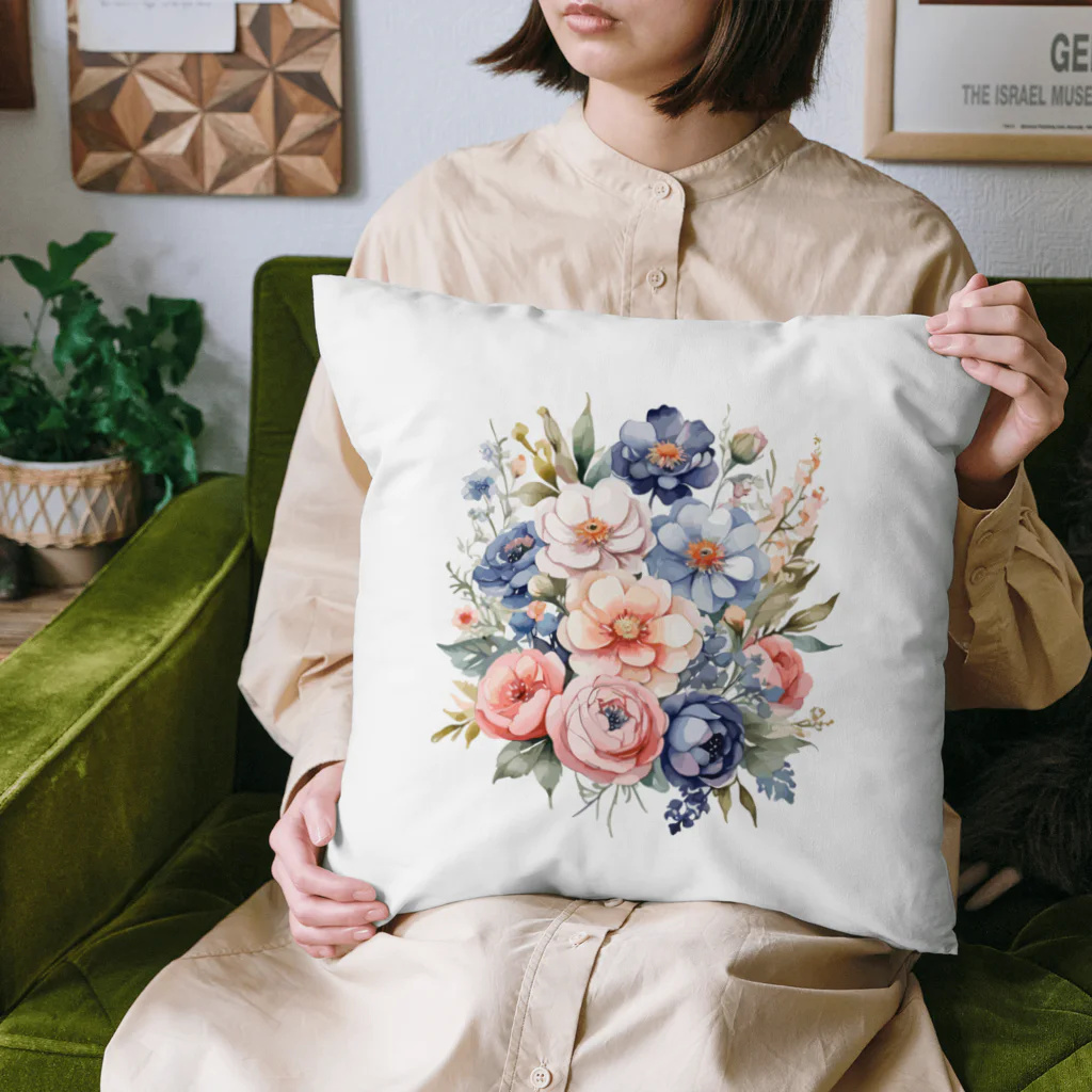 ファンシーTシャツ屋のパステルカラーの花束 Cushion