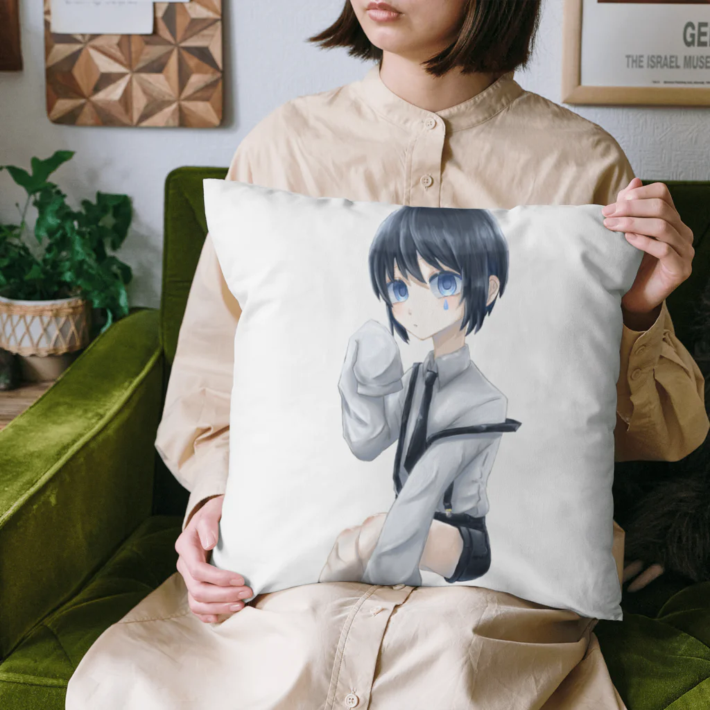 あったか〜い白湯のサスペンダー少年 Cushion