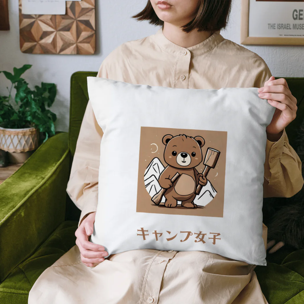 PORUPORU789の薪割りくまちゃん Cushion