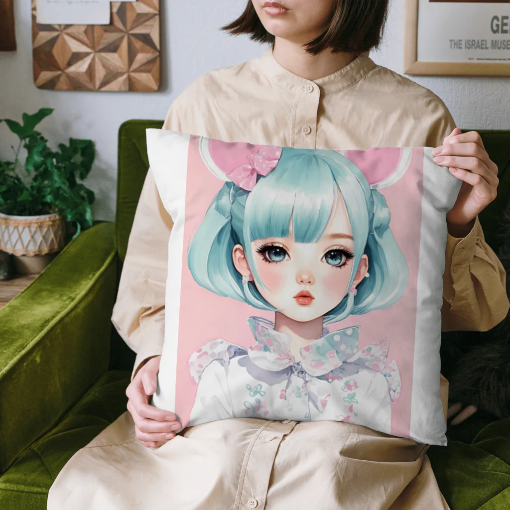 AI-srt-designのスウィート・ミント・ドリーミング・ガール Cushion