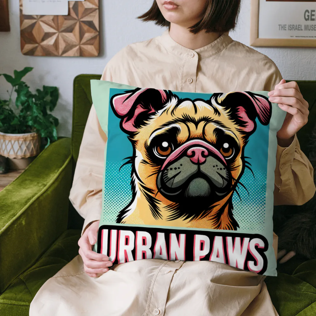 Urban pawsの情けない顔のパグチワワ「Urban paws」 クッション