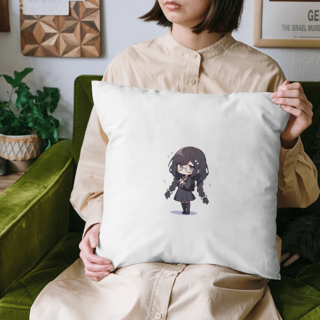 かわいい女の子とシュールな絵の地味子 Cushion