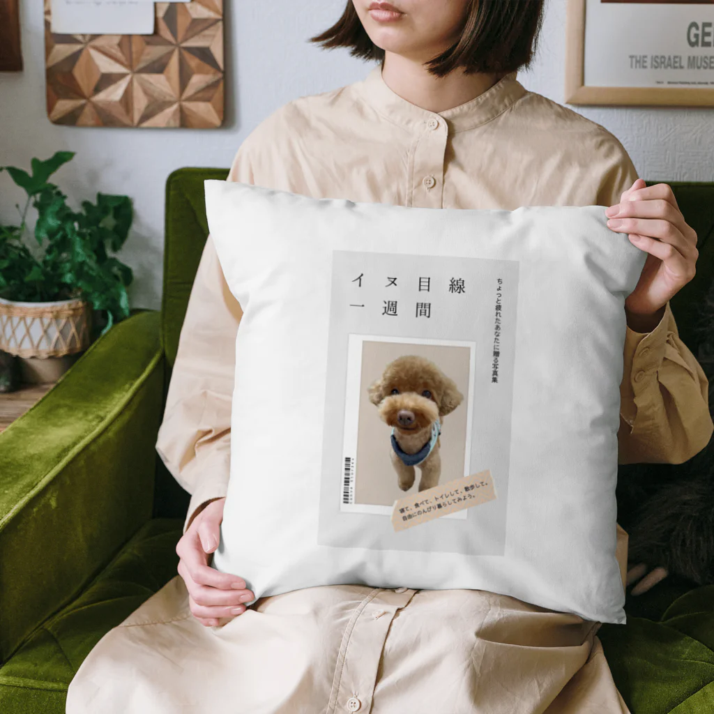 あ～るのお店の写真集の表紙風 イヌ目線一週間 Cushion