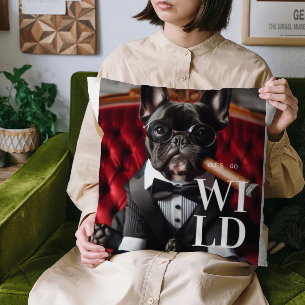 furebuhi　clubのLet's go wild！フレンチブルドッグ　ワイルドにいこーぜ！ Cushion