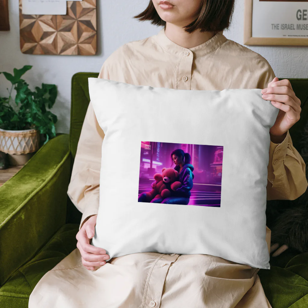 wkb777のくまのぬいぐるみと女性 Cushion