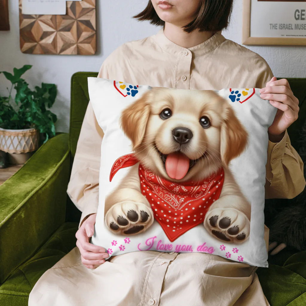 Mioキャンバスの夢工房　 のI love you, dog Cushion