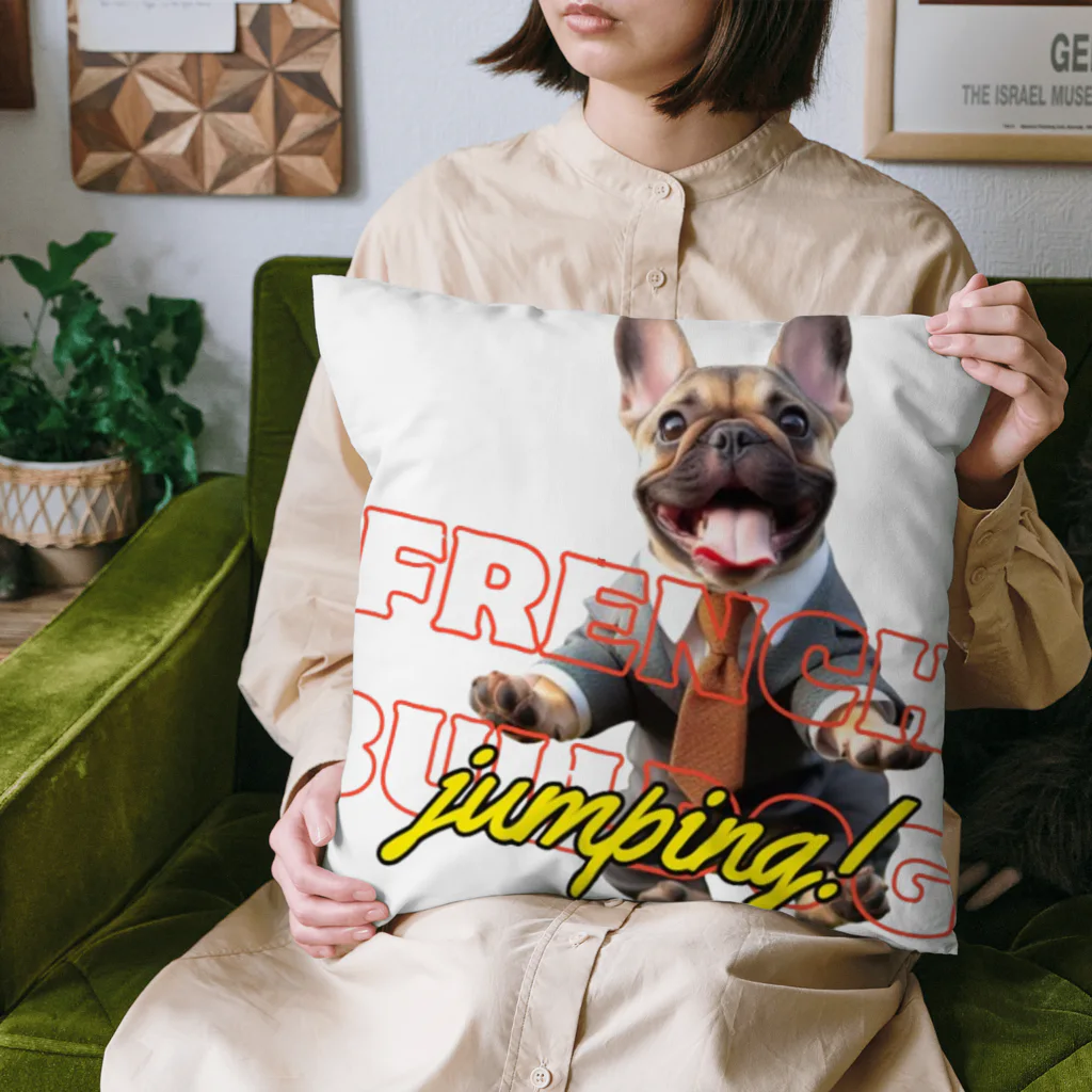 furebuhi　clubのJumping！FRENCH BULLDOG Cushion