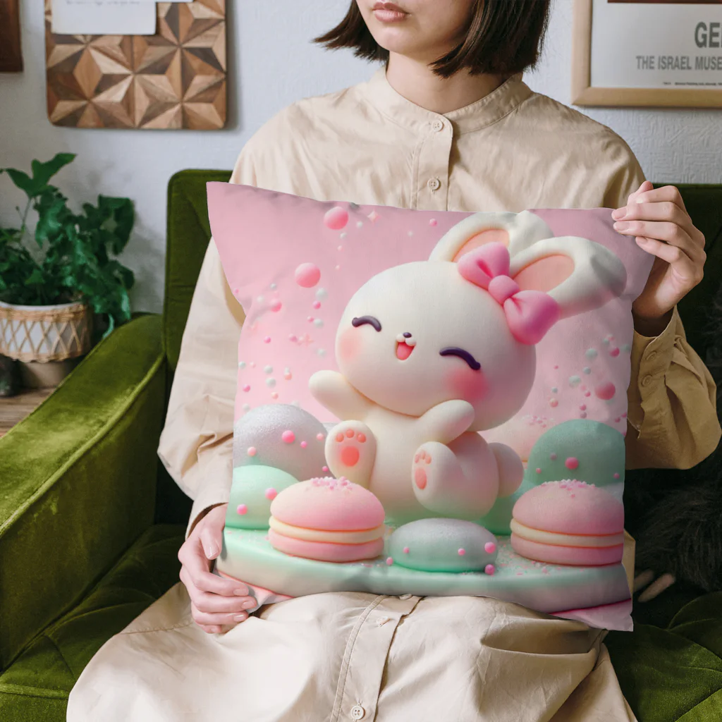 星パンダショップのほわほわマカロンうさぎ Cushion