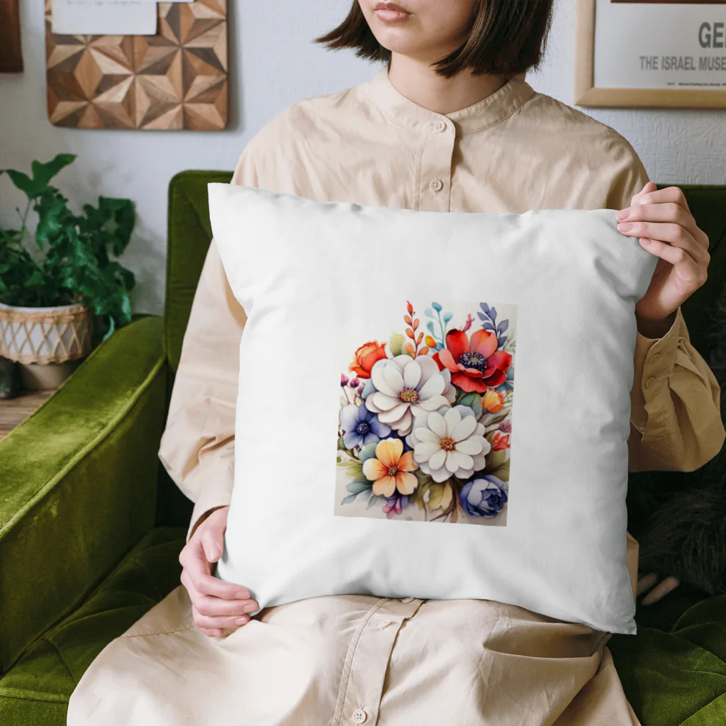 Lemon teaのたくさんの花々を Cushion