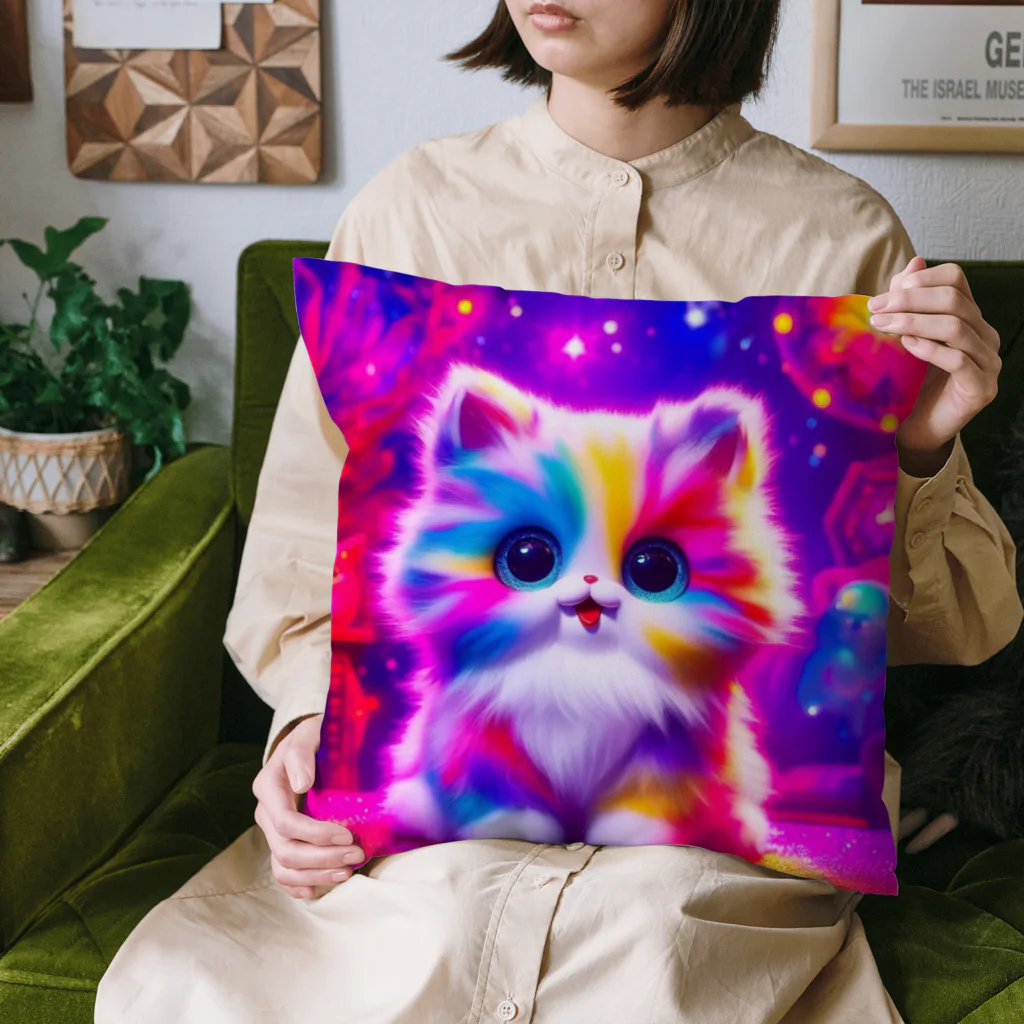 colorfulのrainbow cat クッション