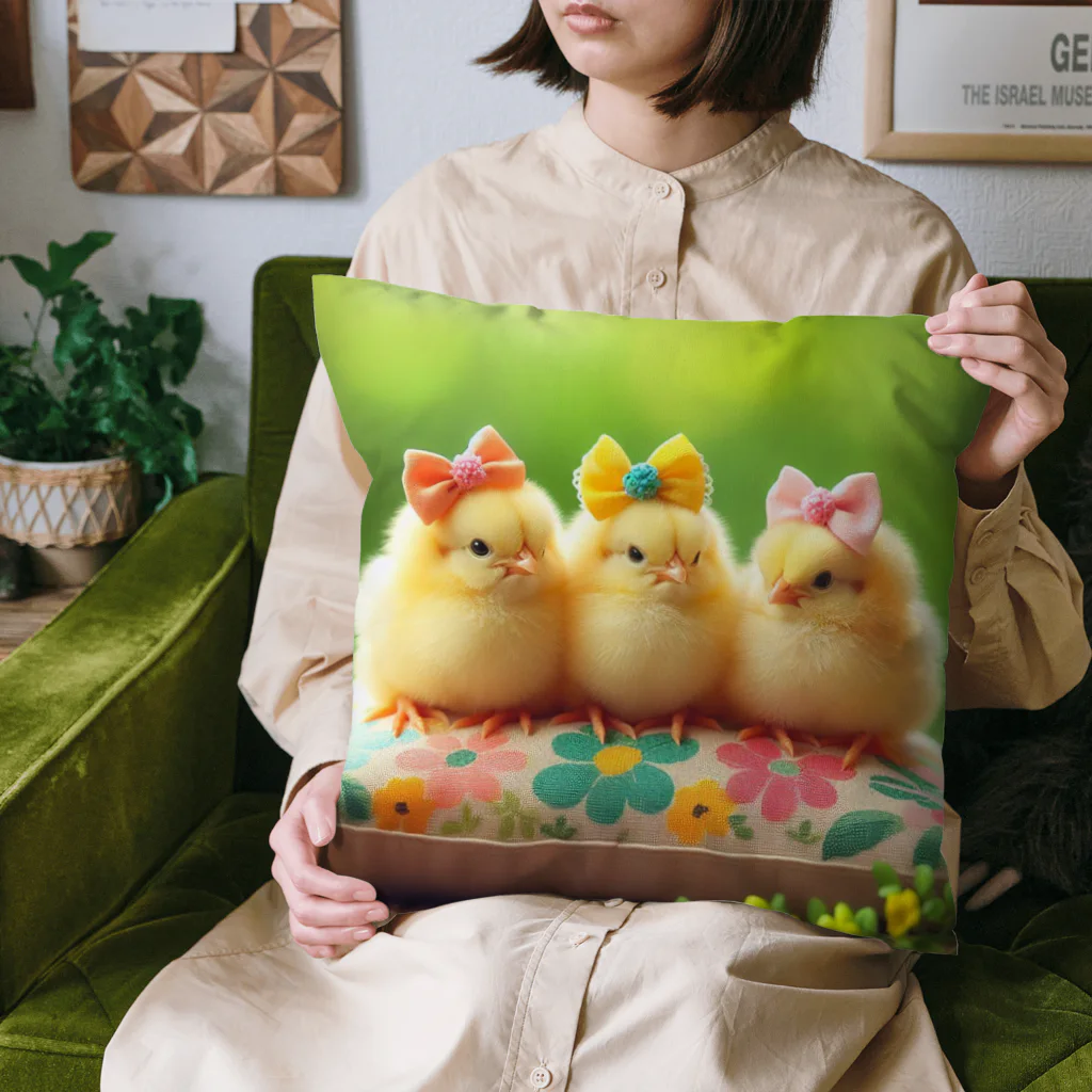 Animal Canvas Collectionのひよこ3兄弟 Cushion