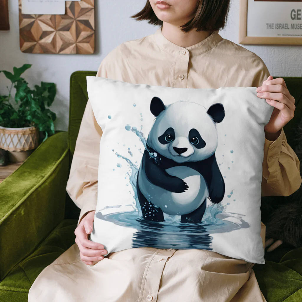 waterpandaのパンダの水遊び Cushion