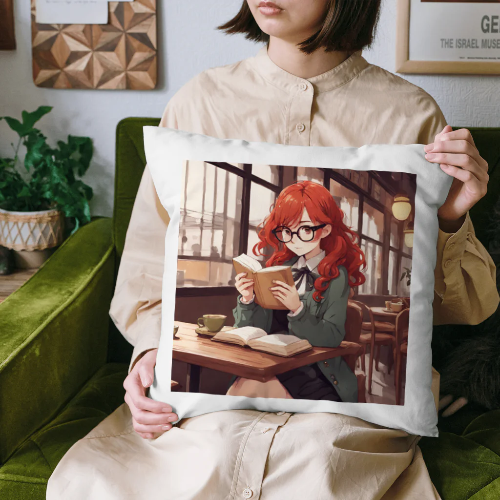 プリンゴブリンの赤毛の読書メガネさん Cushion