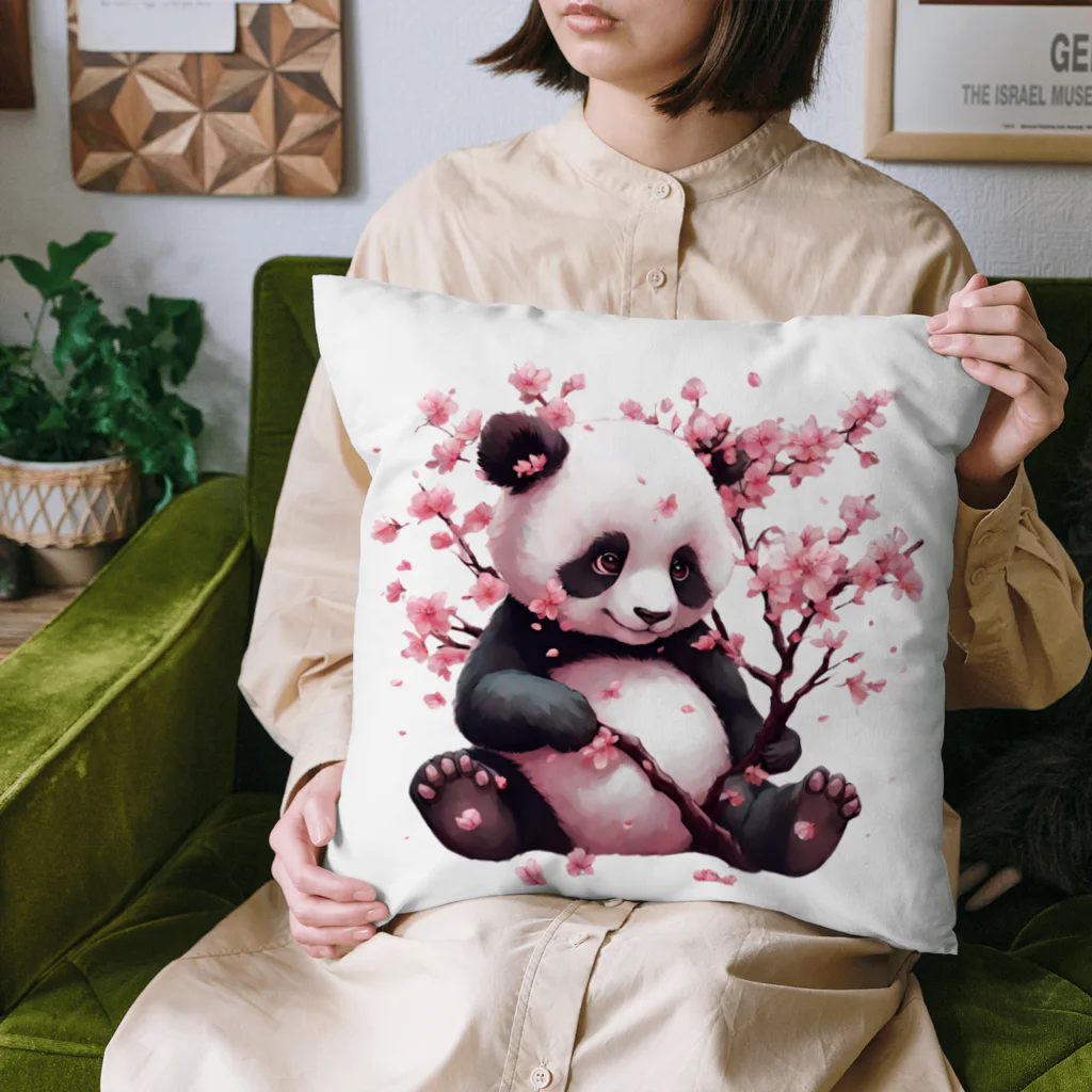 waterpandaのパンダと桜 Cushion