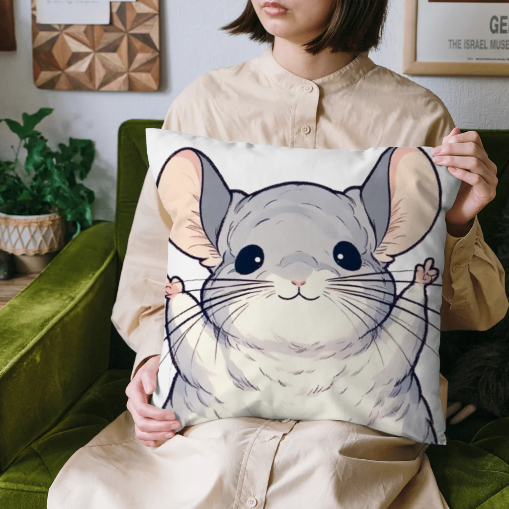 もふっとチンチラ🐭のばんざいチンチラ Cushion