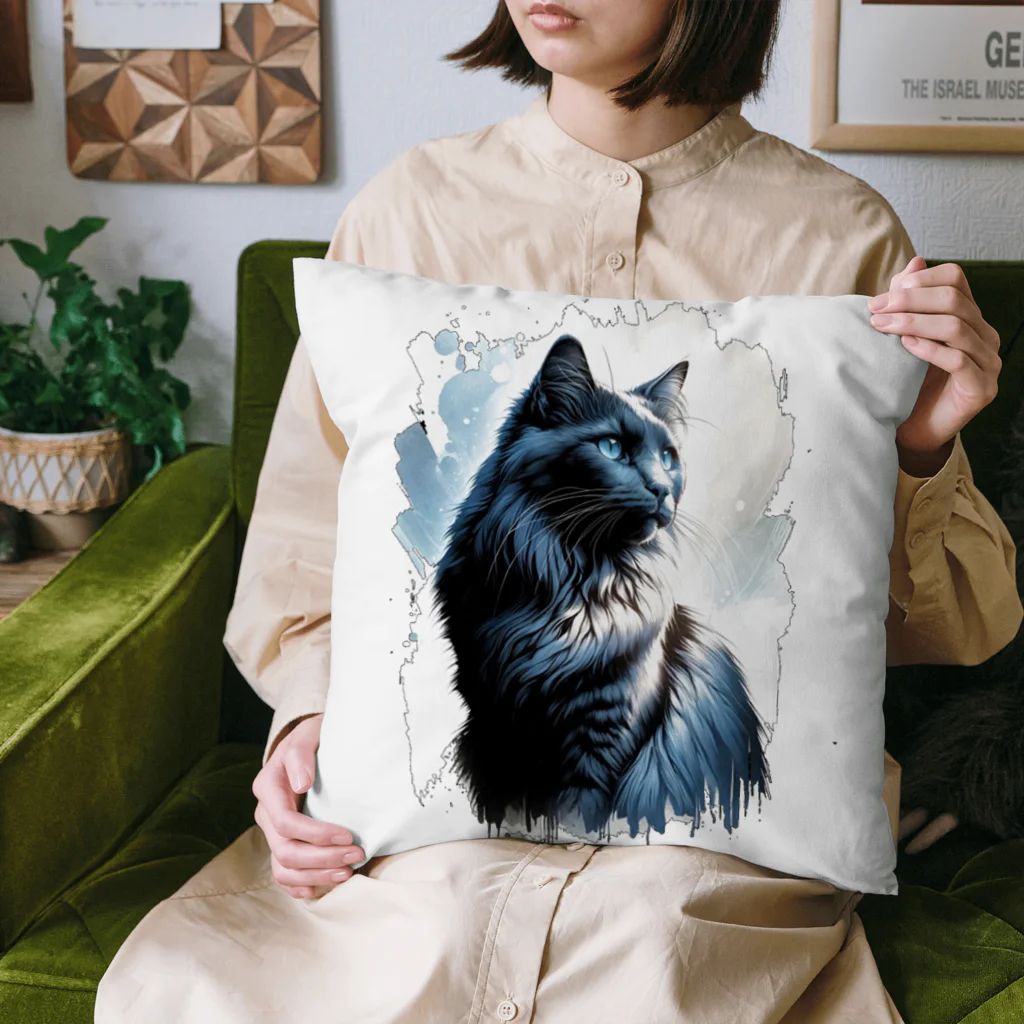 Cat's Canvasの凛々しく佇む猫 Cushion