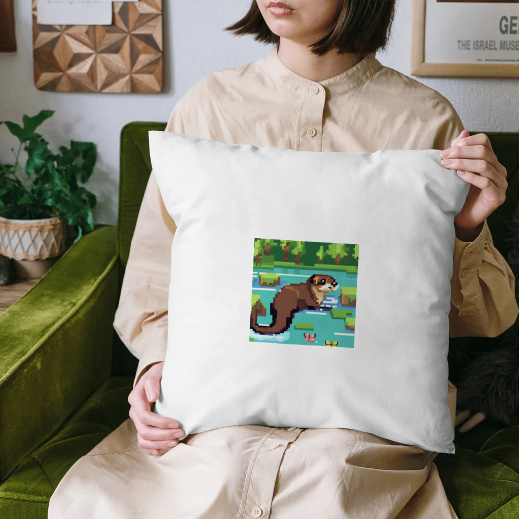 rearemonの流れの中でバタフライスタイルで泳ぐコツメカワウソ Cushion