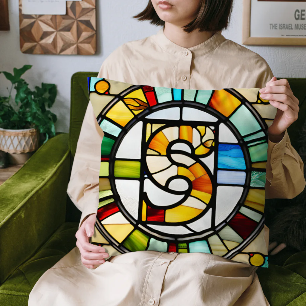 alphabet stained glassのstained glass S Cushion