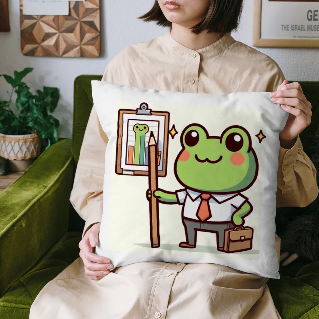 カエルグッズの営業カエル Cushion