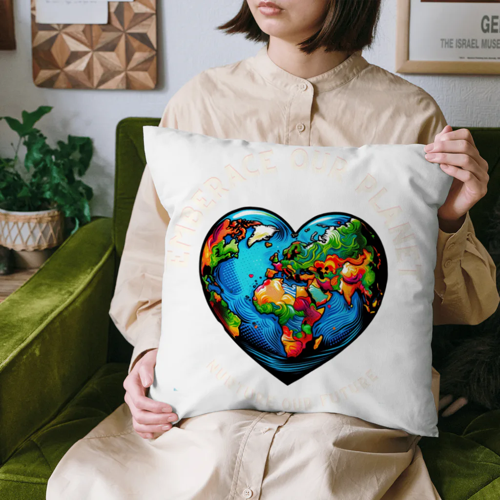 KULIEITAの地球の日　Earth day 地球　ハート　ブルー Cushion