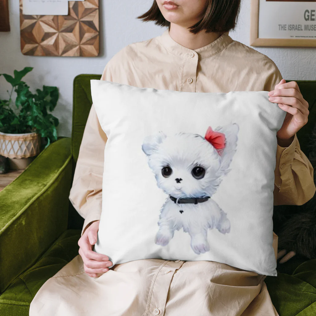 ちいさき家族スキ　Maltese ♡のだってマルチーズだもん　素 Cushion