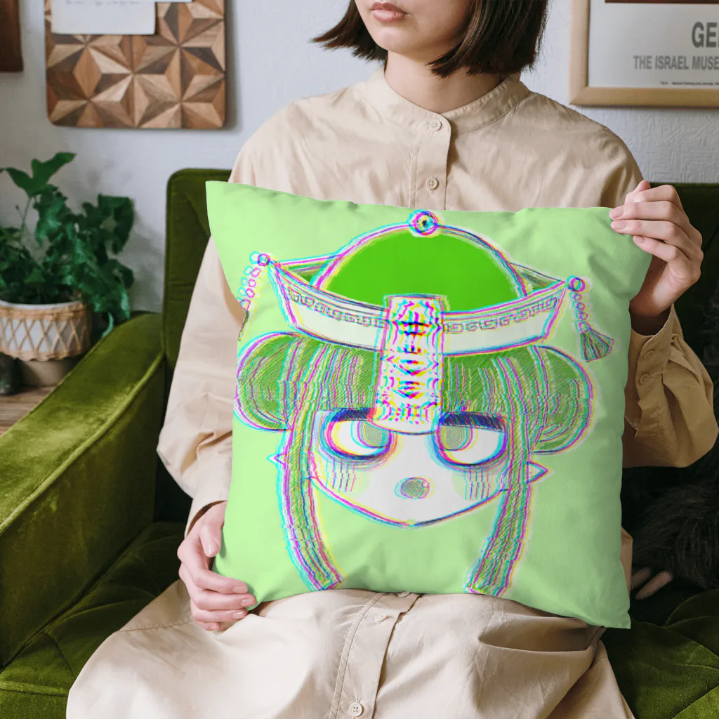 🥚🍏☠︎の末っ子のキョンシーちゃん(green) Cushion