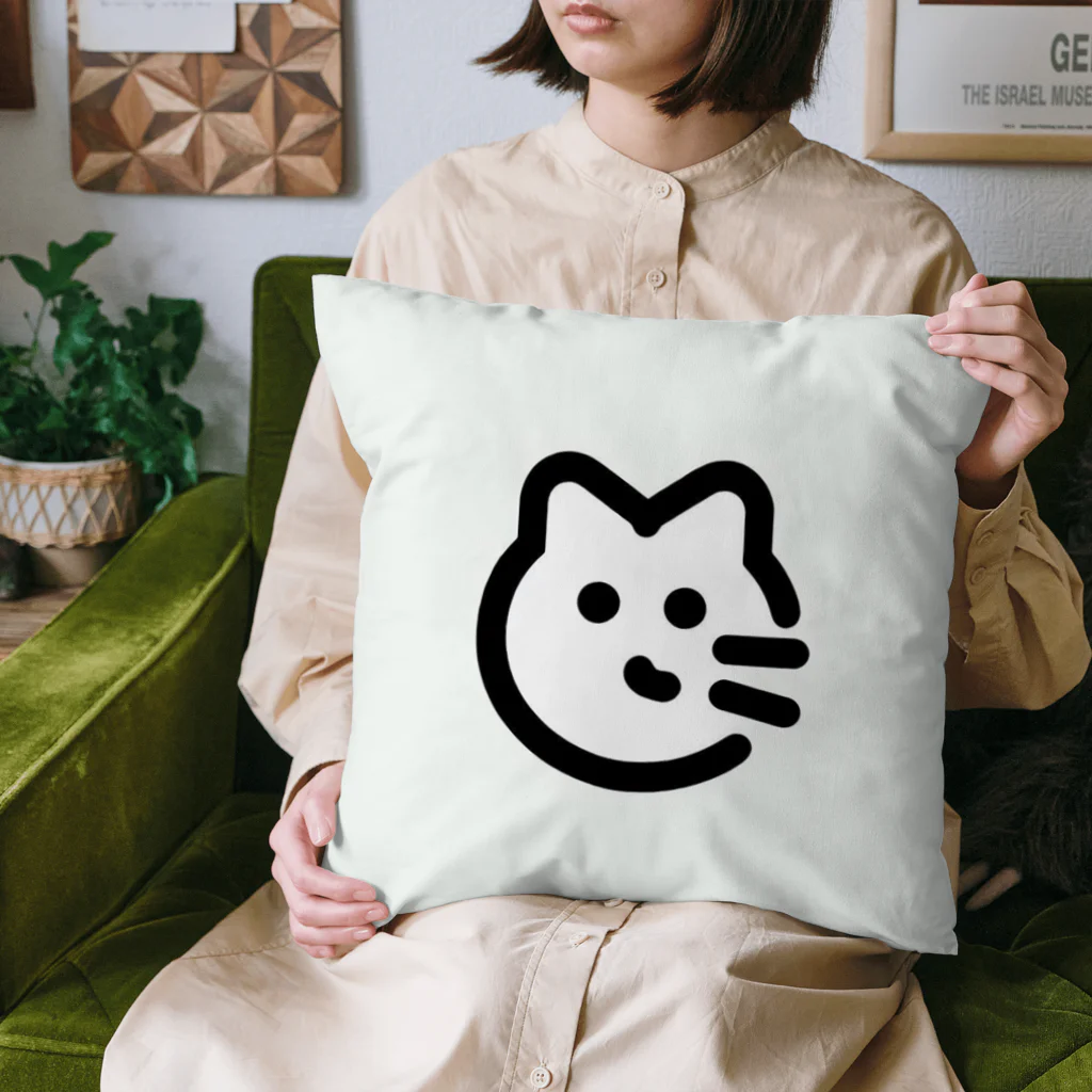 あずきば-あたりの白ねこスタンプロゴ Cushion