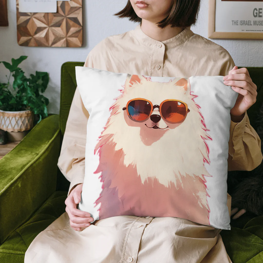 AQUAMETAVERSEのサングラスをかけた、かわいい犬 Marsa 106 Cushion