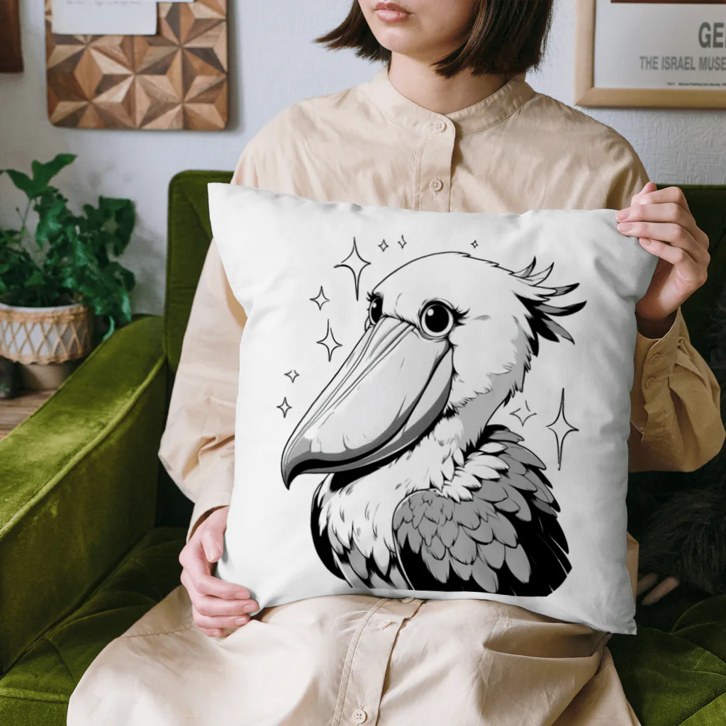 そうえんショップのモノクロームハシビロコウ Cushion