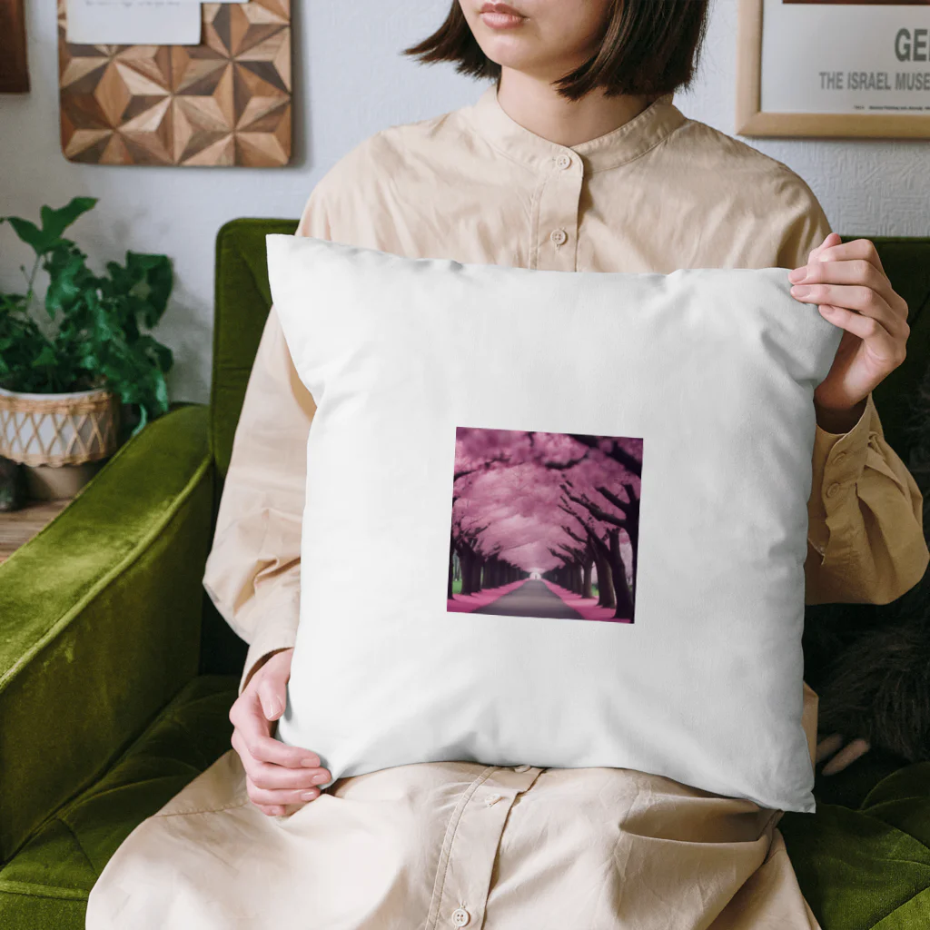 りばーあにまるの満開の桜道 Cushion