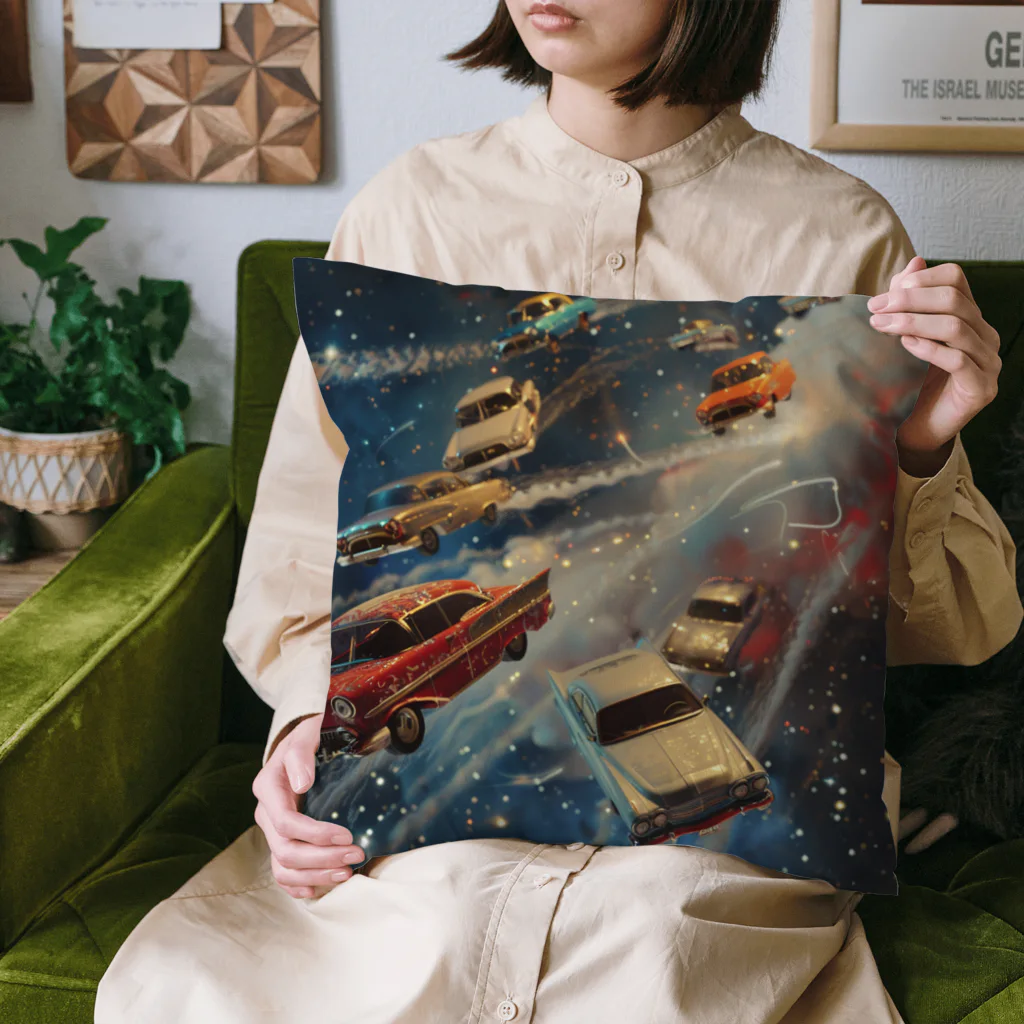 MistyStarkの宇宙を飛び交う車たち Cushion