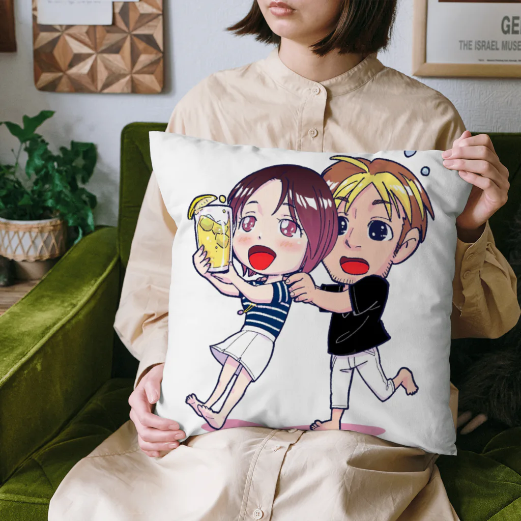 バツ2バツ1再婚夫婦公式ショップのバツ2バツ1再婚夫婦イラスト Cushion