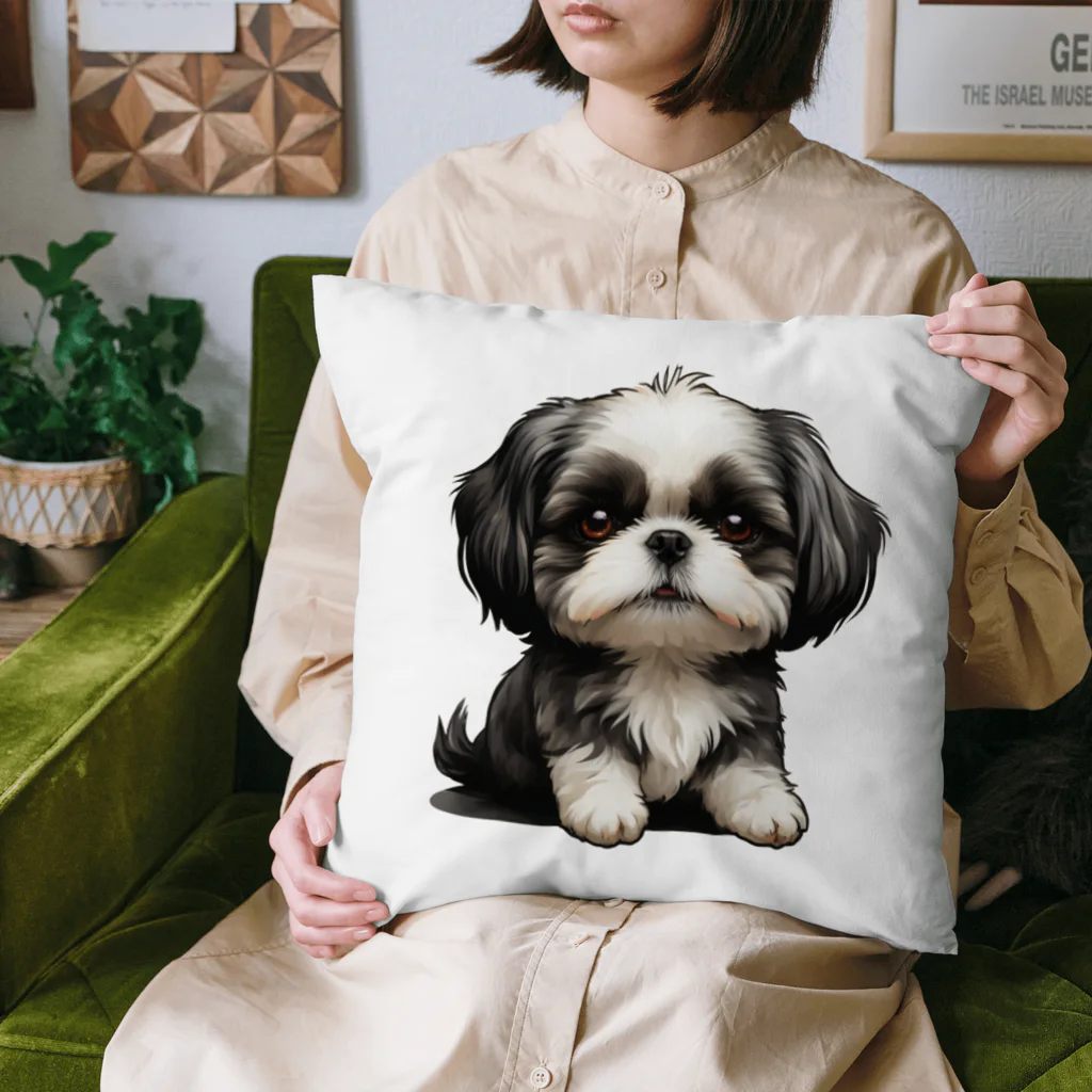 Shih Tzu Fanのシーズー（黒／白） クッション