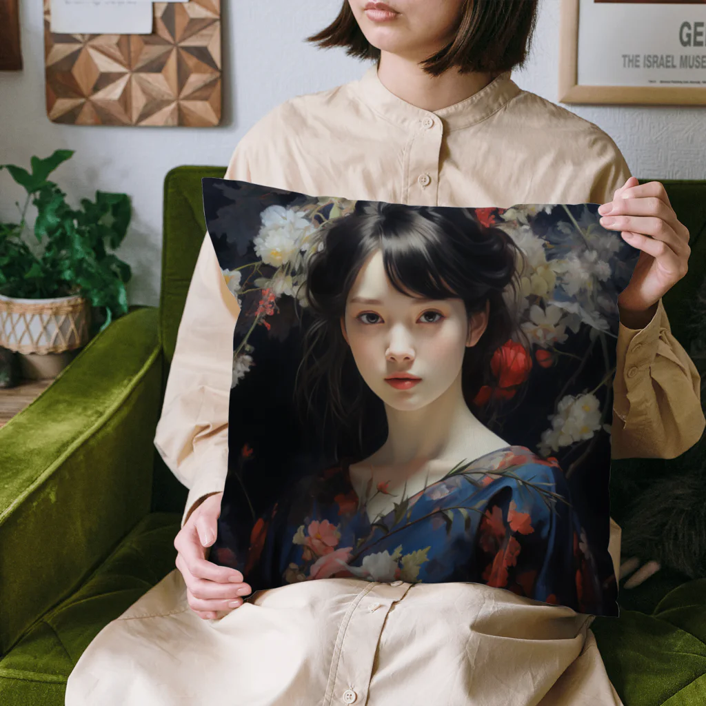 AQUAMETAVERSEの花柄模様の服を着た女性　なでしこ1478 Cushion