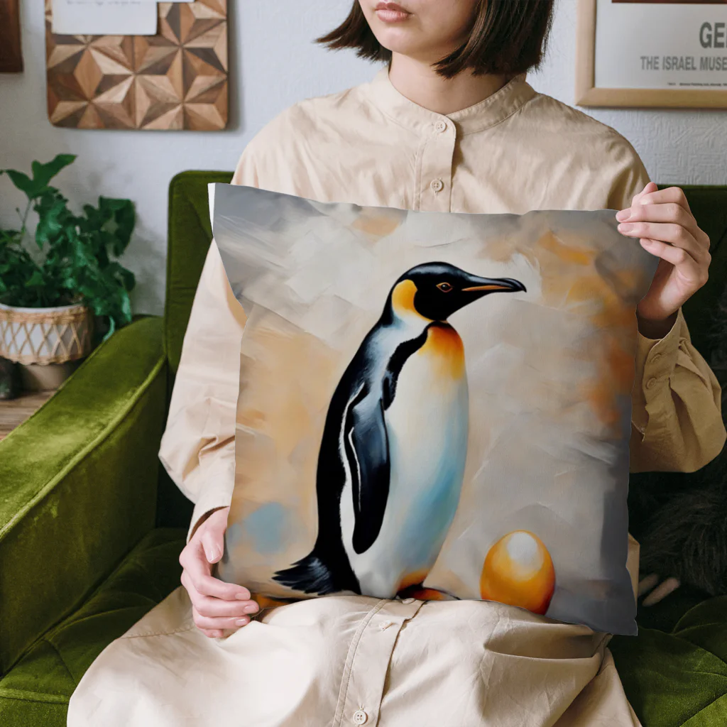 akipen76の卵を温かく見守っているペンギン Cushion