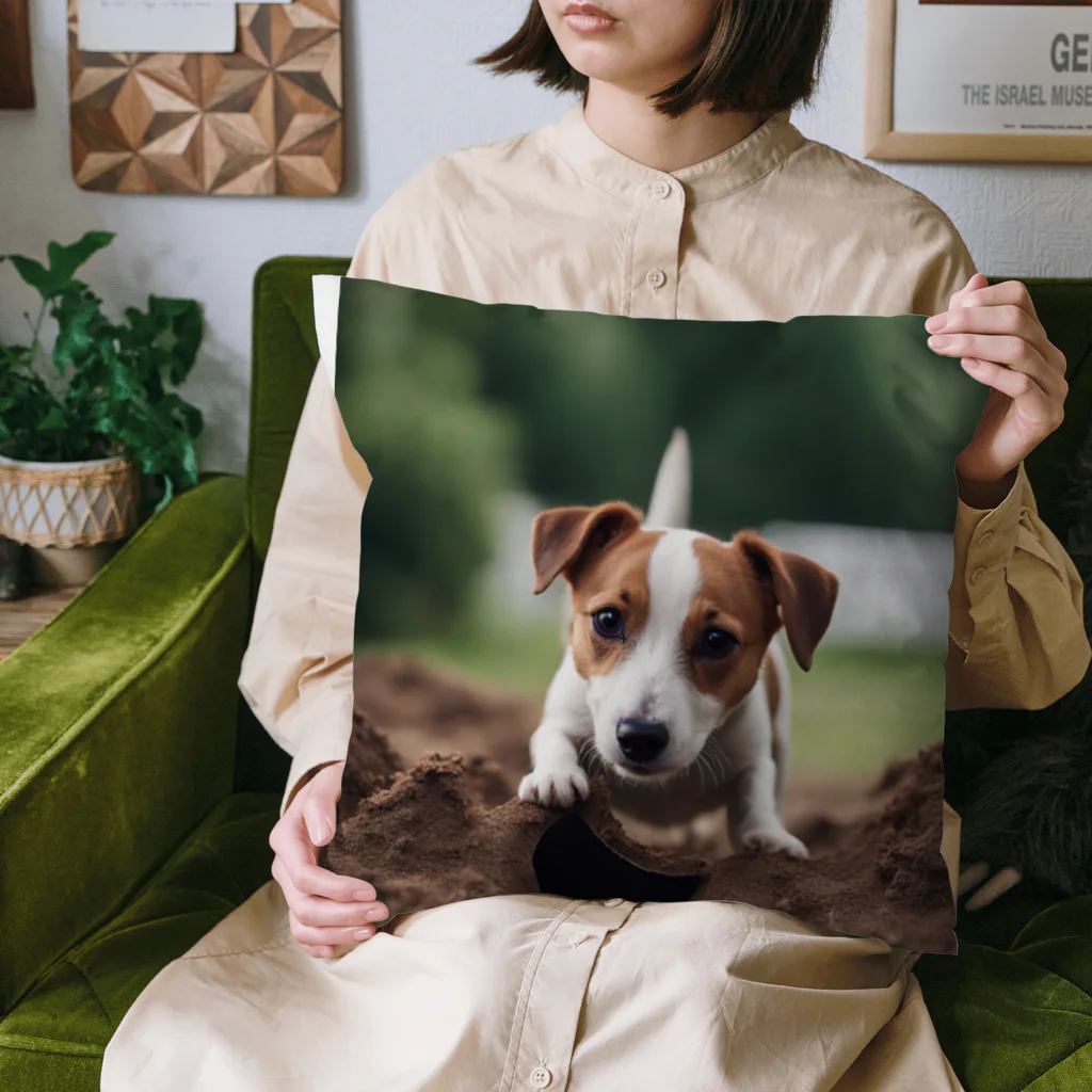 jackrussellvibes___の穴掘りジャックラッセルテリア Cushion