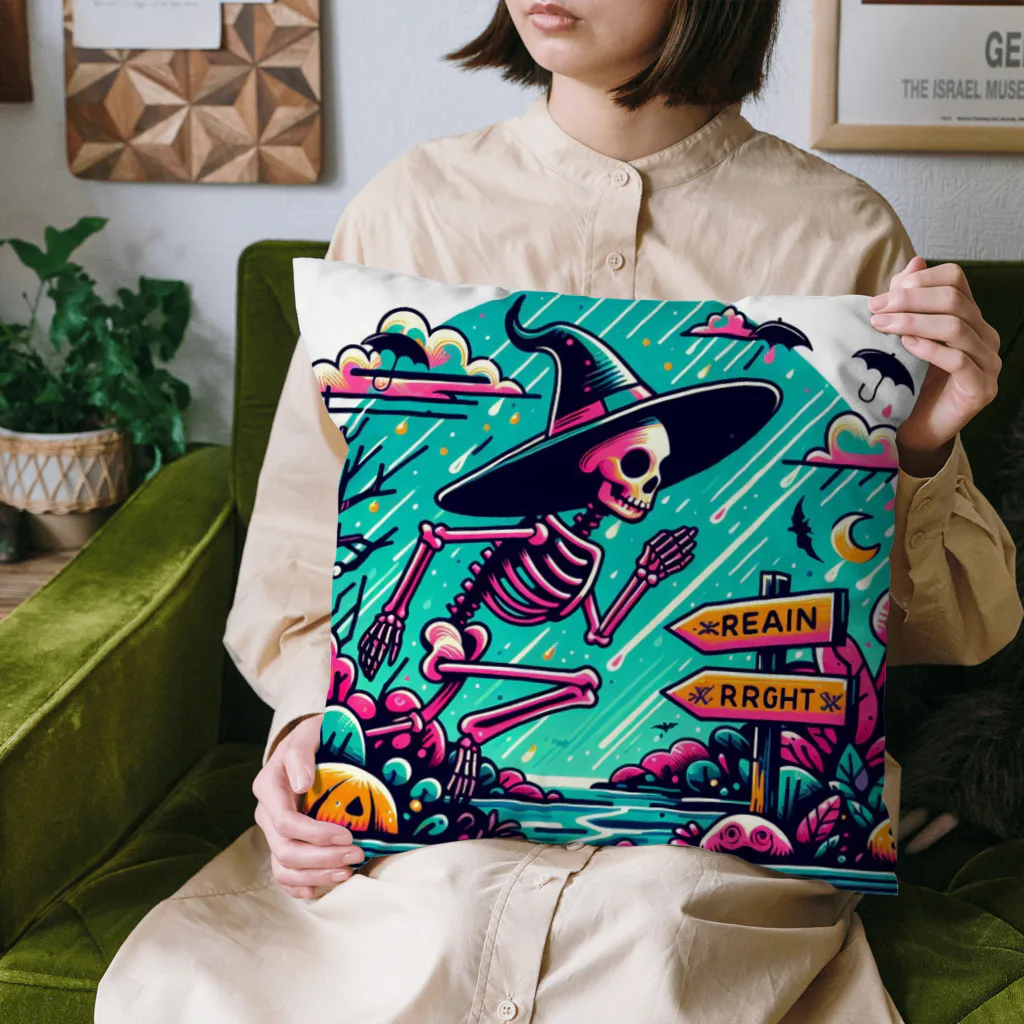 かるるんショップの骸骨紳士シリーズ　雨ニモマケズ、風ニモマケズ Cushion