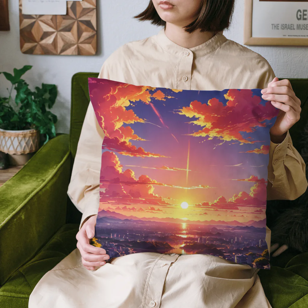 ikeikeikedaの街を照らす夕陽（景色シリーズ） Cushion