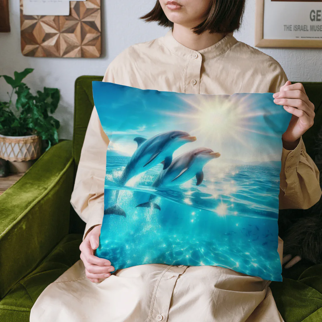 終わらない夢🌈の美しい海とイルカ🐬✨ Cushion