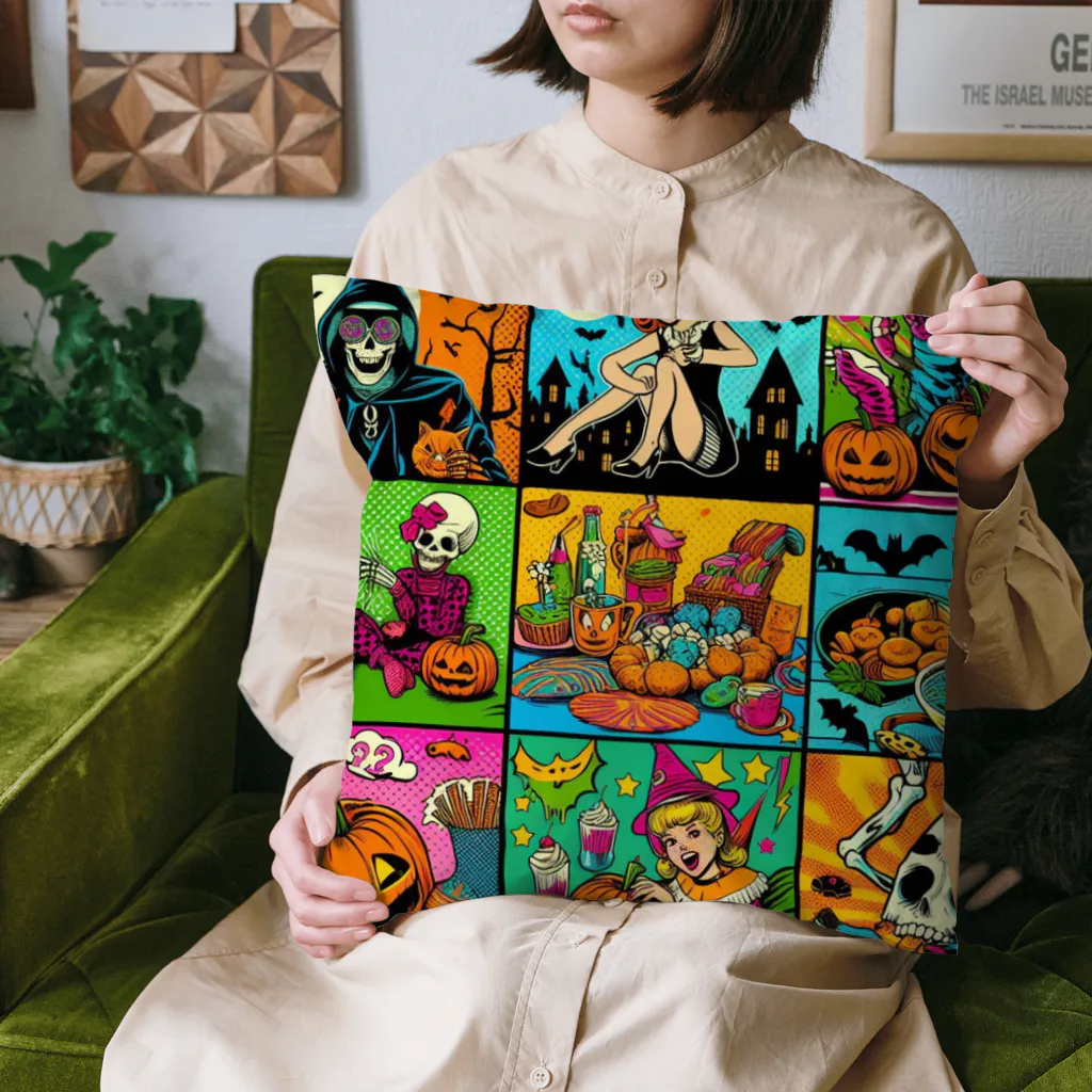 momonekokoのアメコミ風ハロウィン Cushion