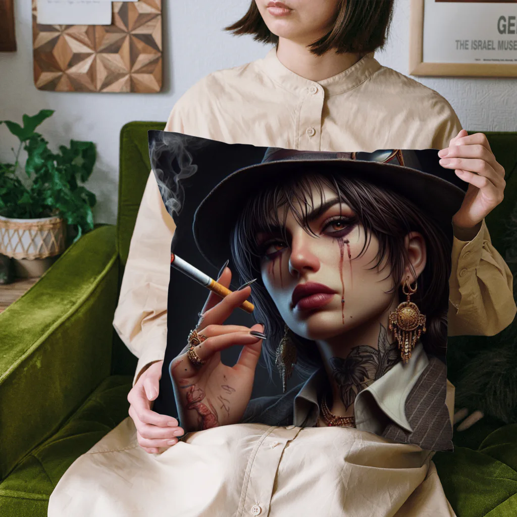 ブラウンのsmoking Cushion