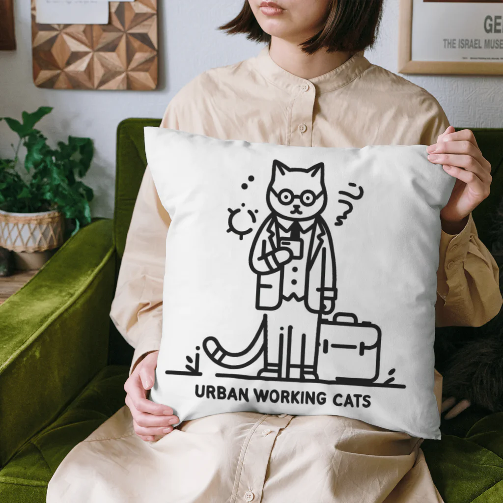 "Urban working cats"の都会で働く猫 クッション